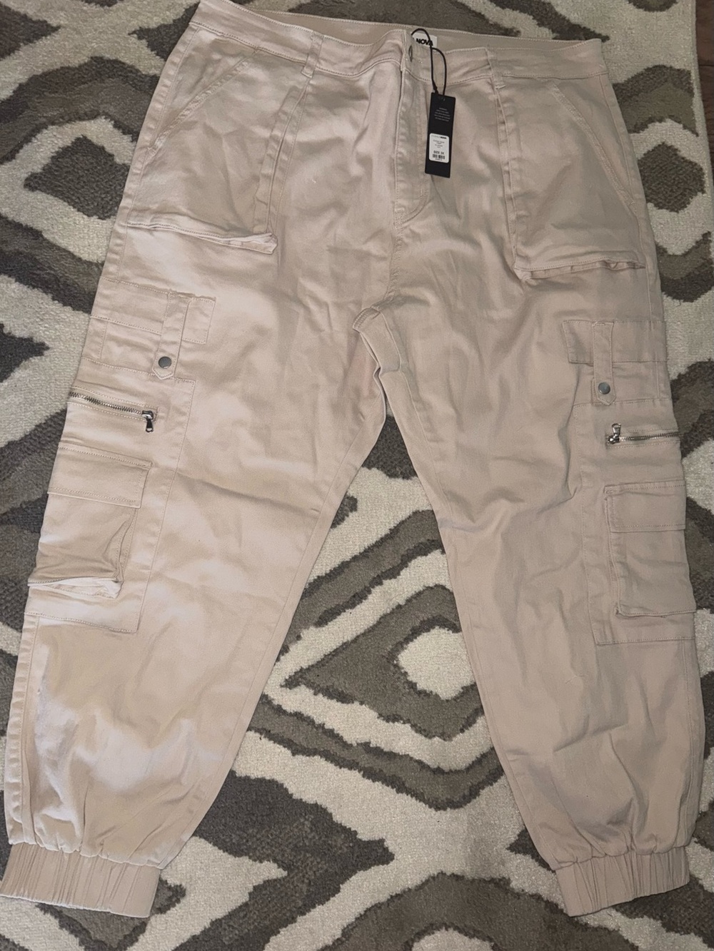 Women’s Cargo Jogger Pants in Light Beige - Casual Utility Style